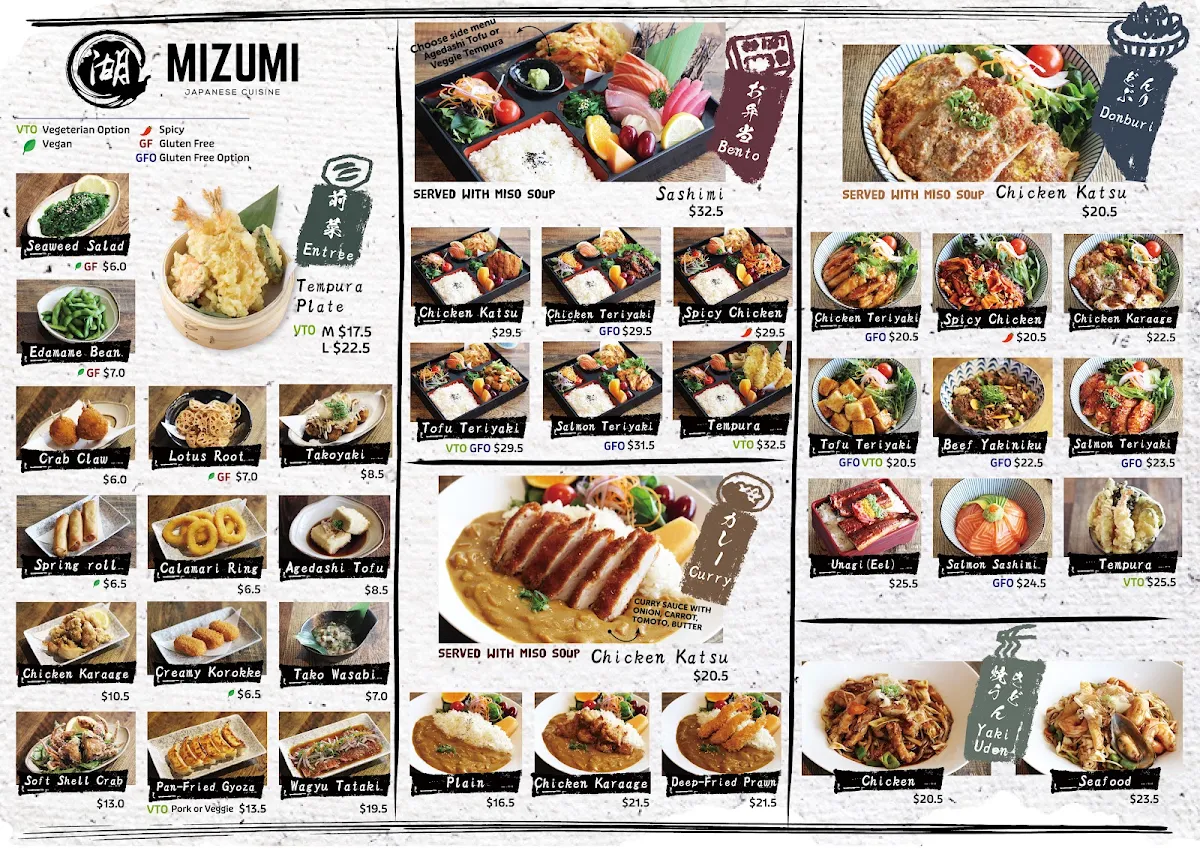 Menu, Mizumi Toronto