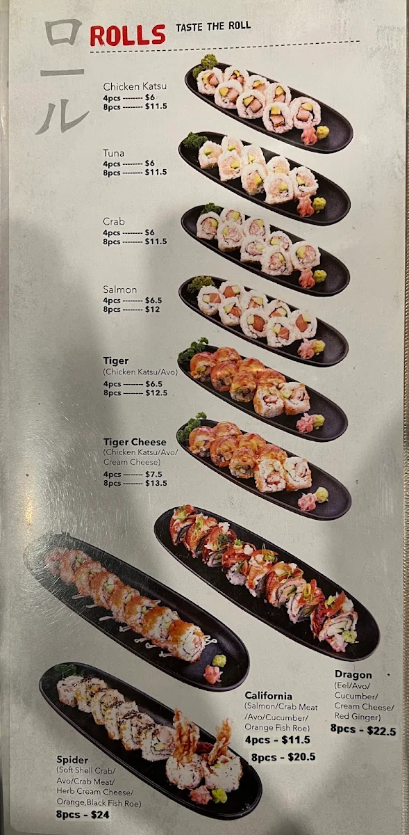 Menu, Mizumi Toronto