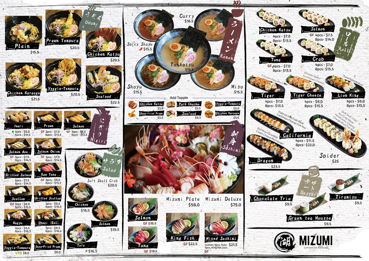 Menu, Mizumi Toronto