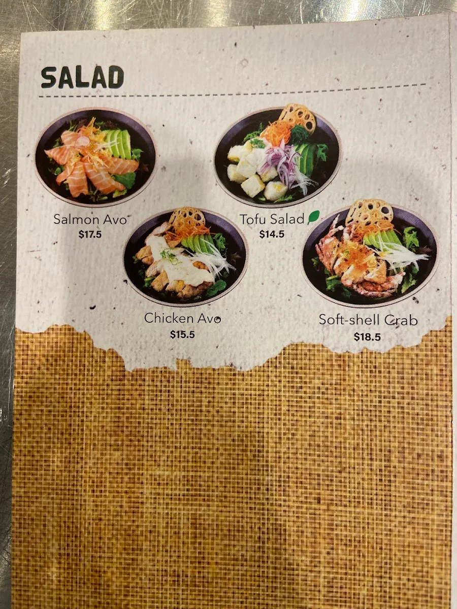 Menu, Mizumi Toronto