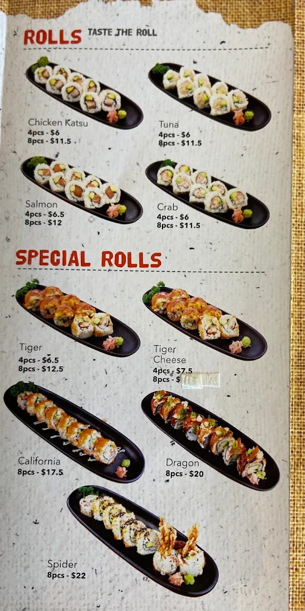 Menu, Mizumi Toronto