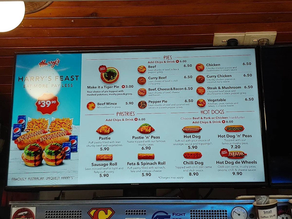Menu, Harry's Café de Wheels - Newcastle
