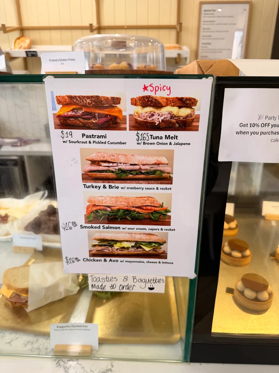 Menu, La Croissanterie & Co