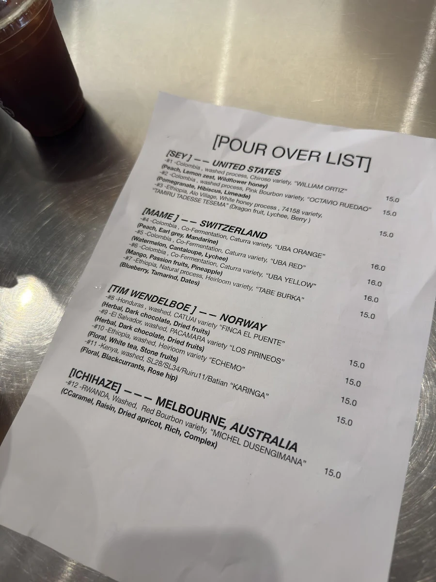 Menu, Only Coffee Project Crows Nest