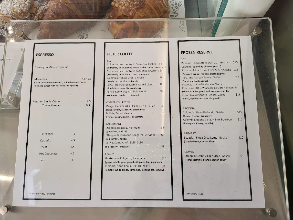 Menu, Only Coffee Project Crows Nest