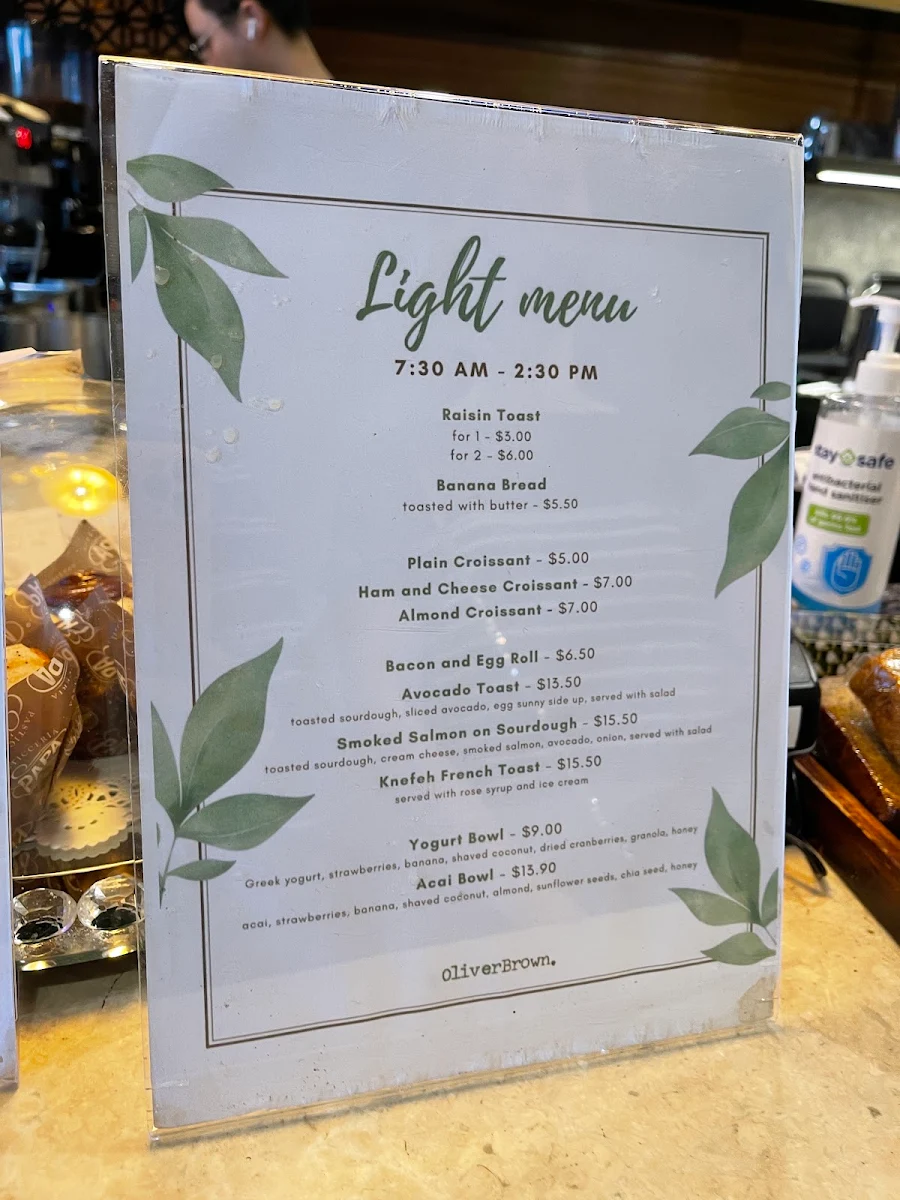Menu, Oliver Brown