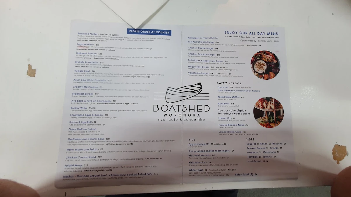 Menu, The Boatshed Woronora