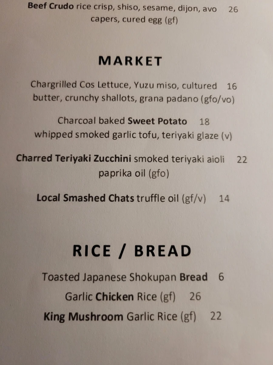 Menu, Âpé Chilean Nikkei Restaurant