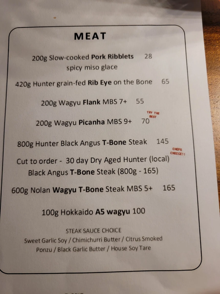 Menu, Âpé Chilean Nikkei Restaurant