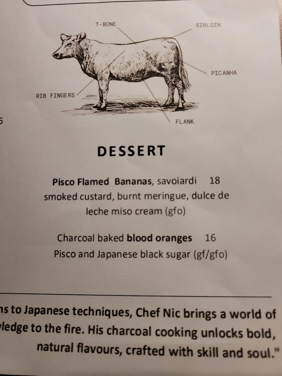 Menu, Âpé Chilean Nikkei Restaurant