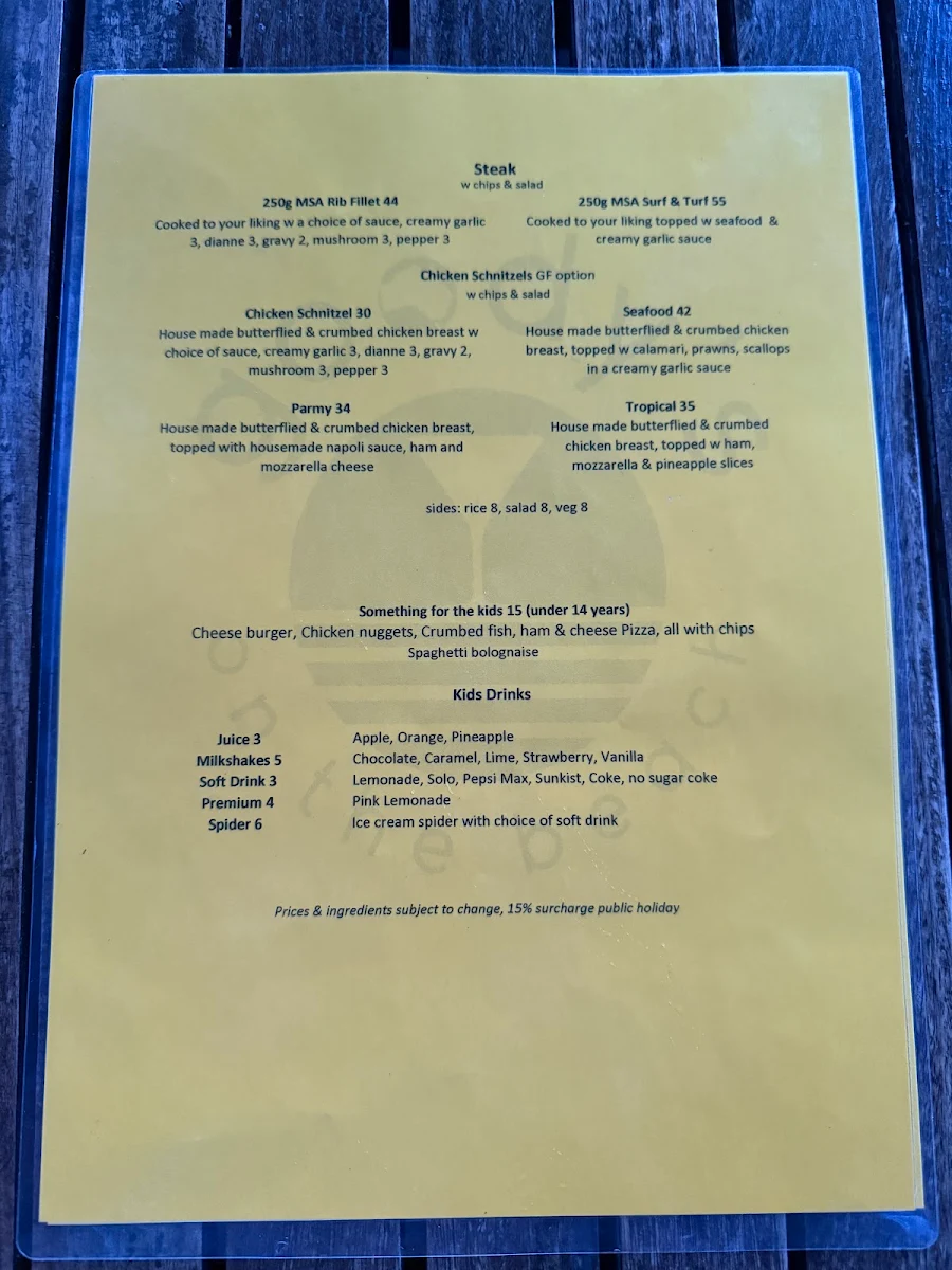 Menu, Goody's On The Beach