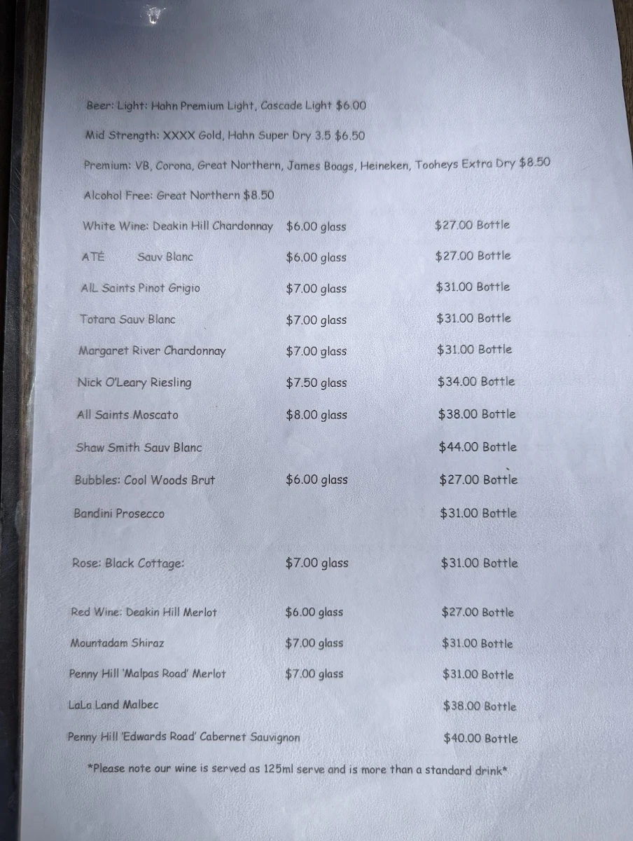 Menu, Goody's On The Beach