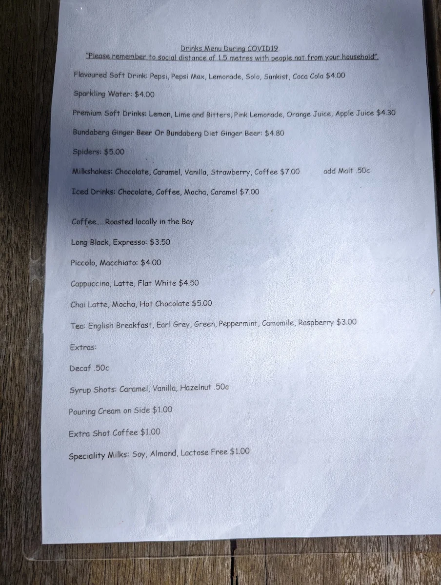 Menu, Goody's On The Beach