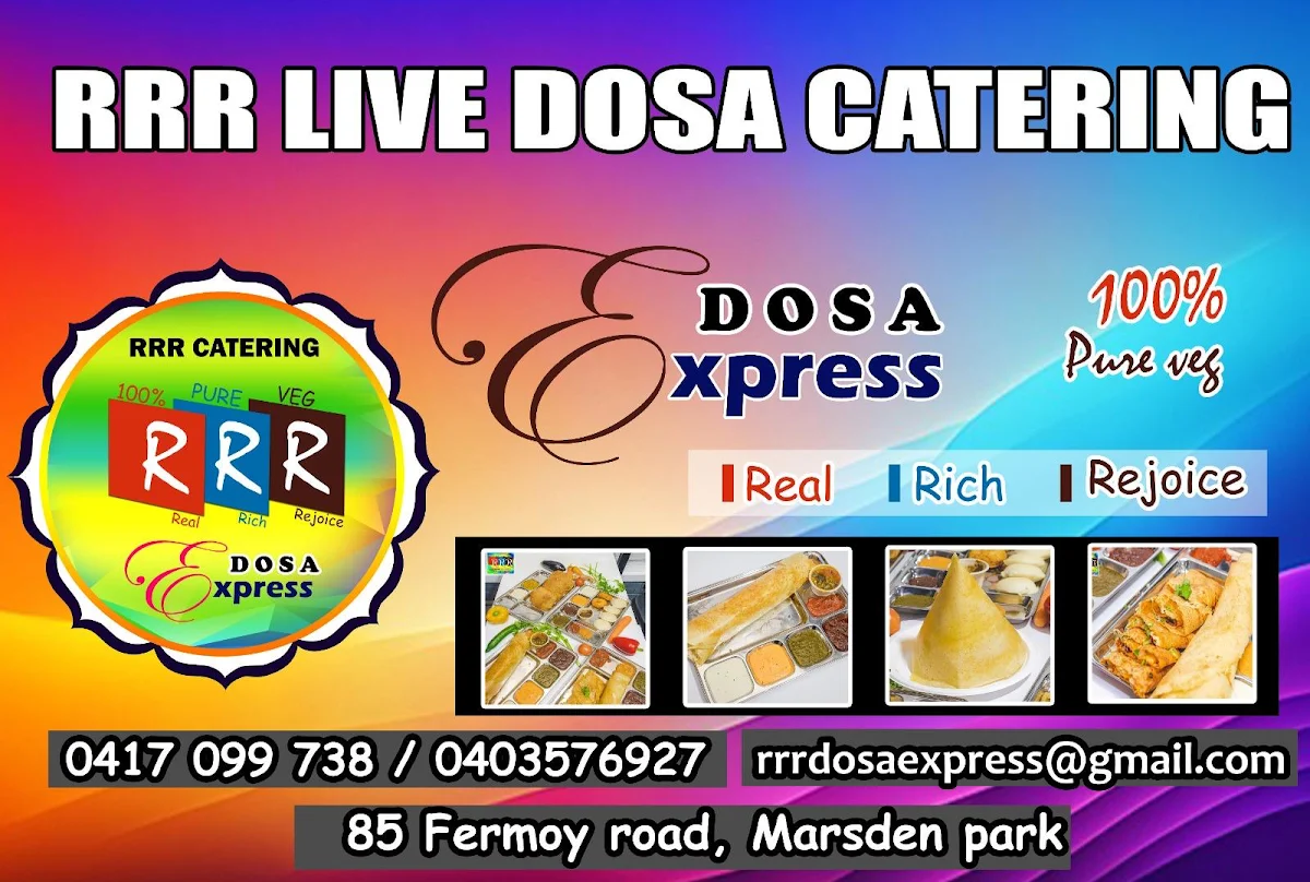 Menu, RRR DOSA MARSDENPARK 100% pure vegetarian