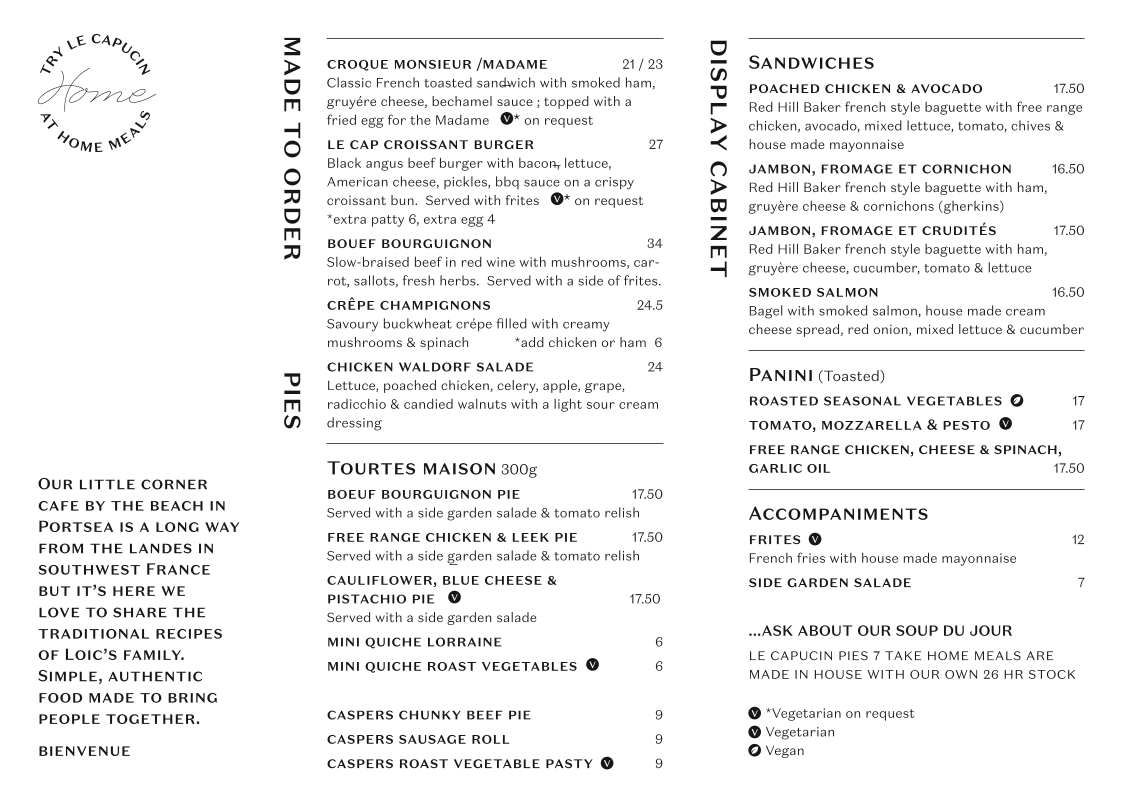 Menu, Le Capucin