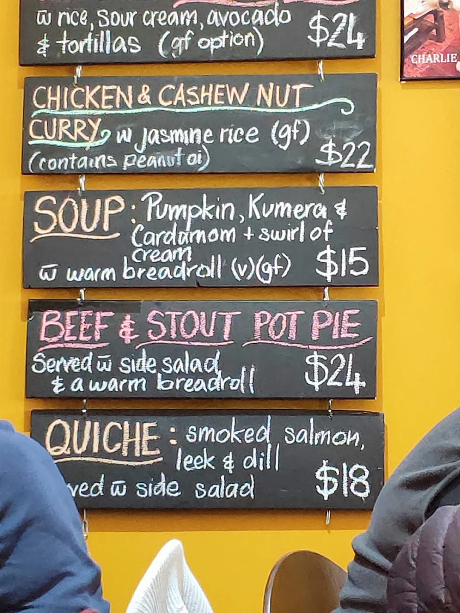 Menu, Meridian Cafe