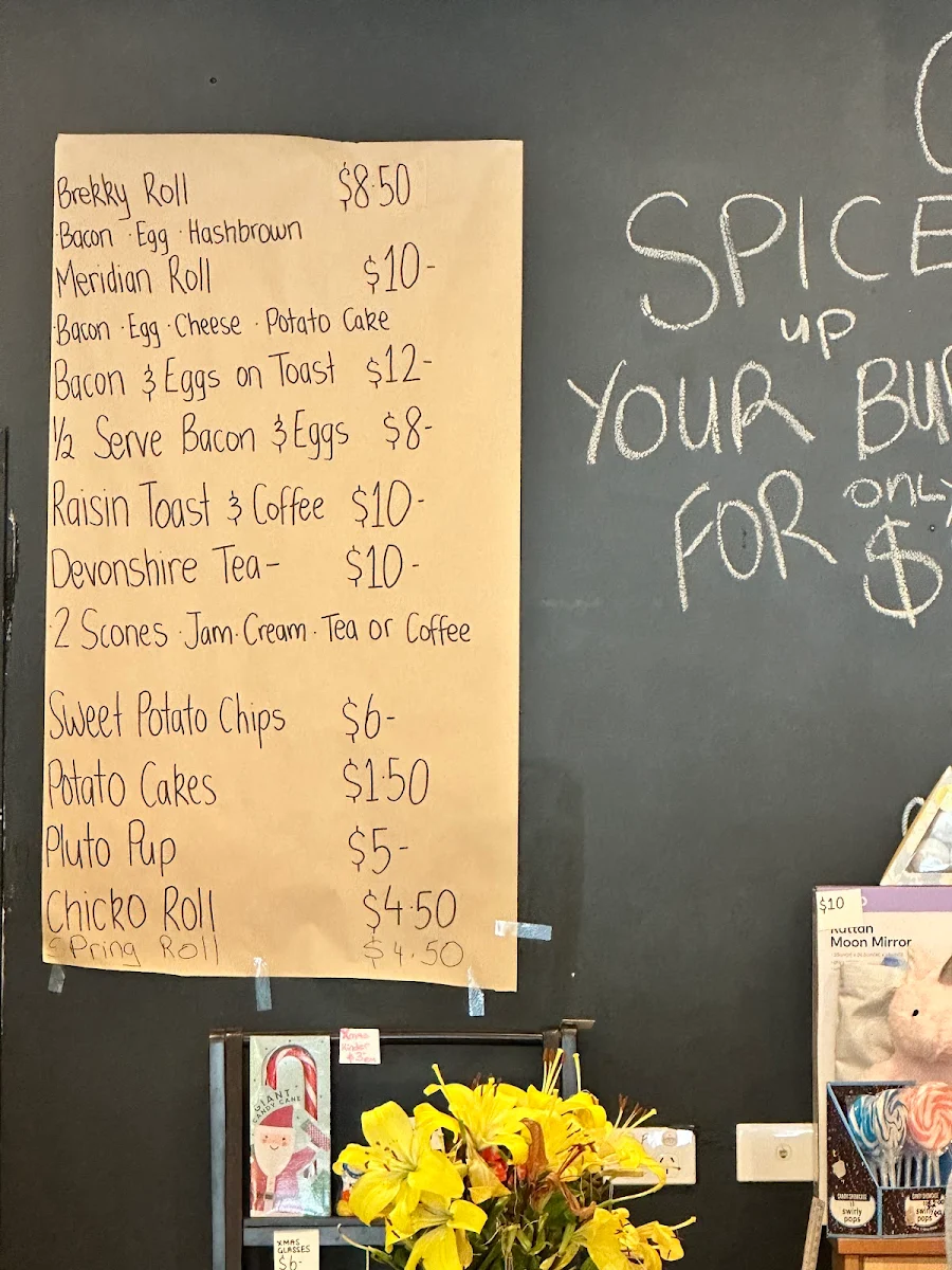 Menu, Meridian Cafe