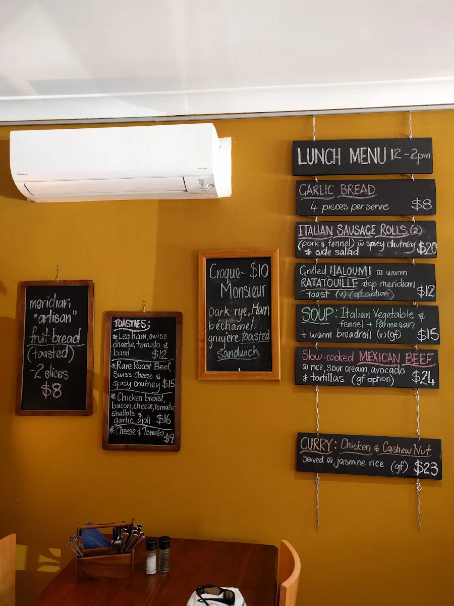 Menu, Meridian Cafe
