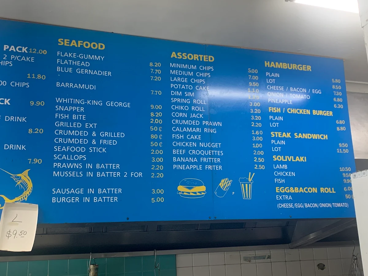 Menu, George's Seafood, Fish n Chips