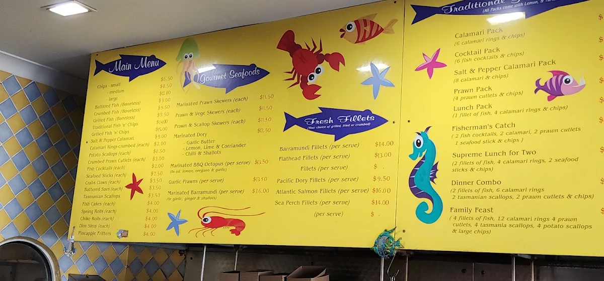 Menu, Sylvania Waters Seafood