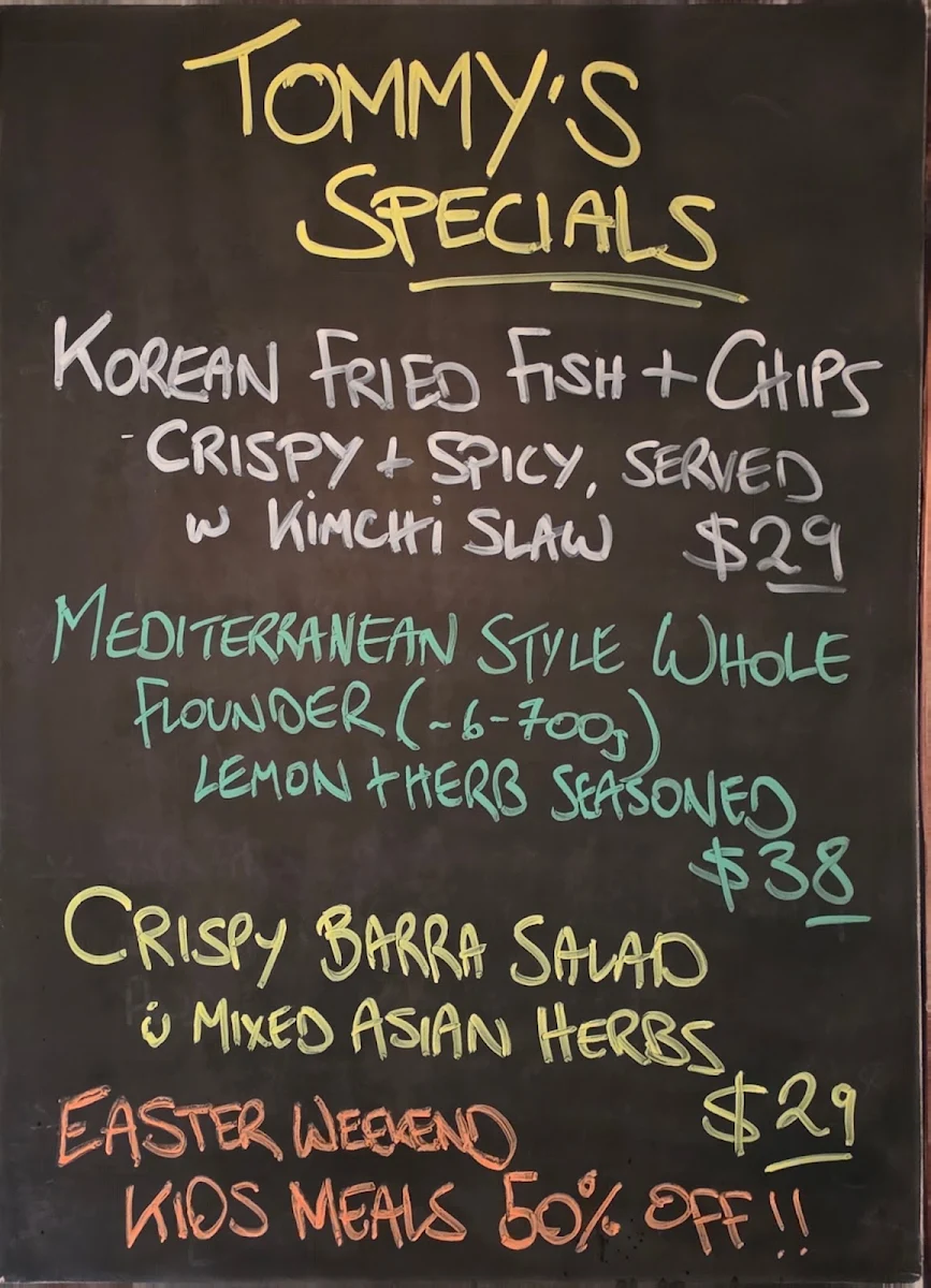 Menu, Tommy Ruff Fishbar Elsternwick