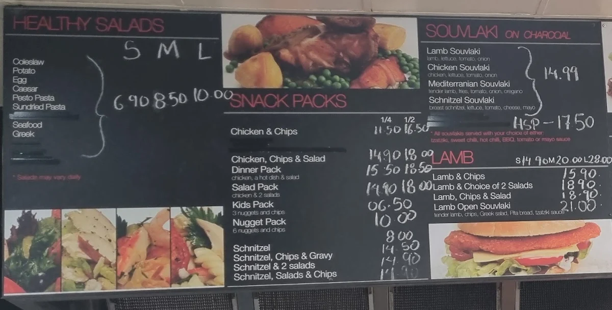 Menu, Dingley Charcoal Chicken