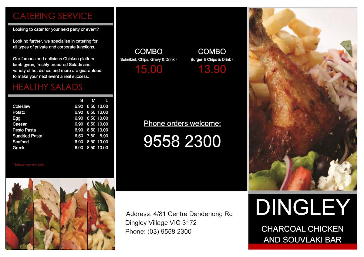 Menu, Dingley Charcoal Chicken