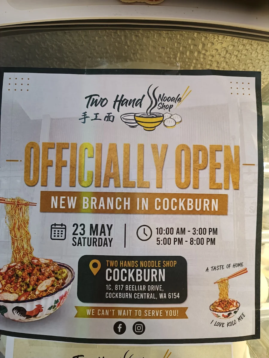 Menu, Two Hands Noodle Shop Cockburn