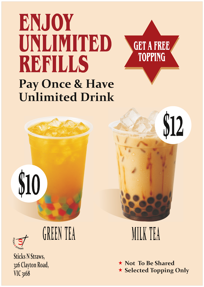Menu, Sticks N Straws