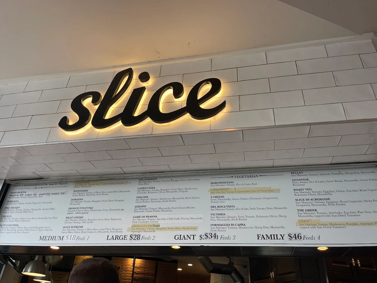 Menu, Slice Pizzeria Byron Bay