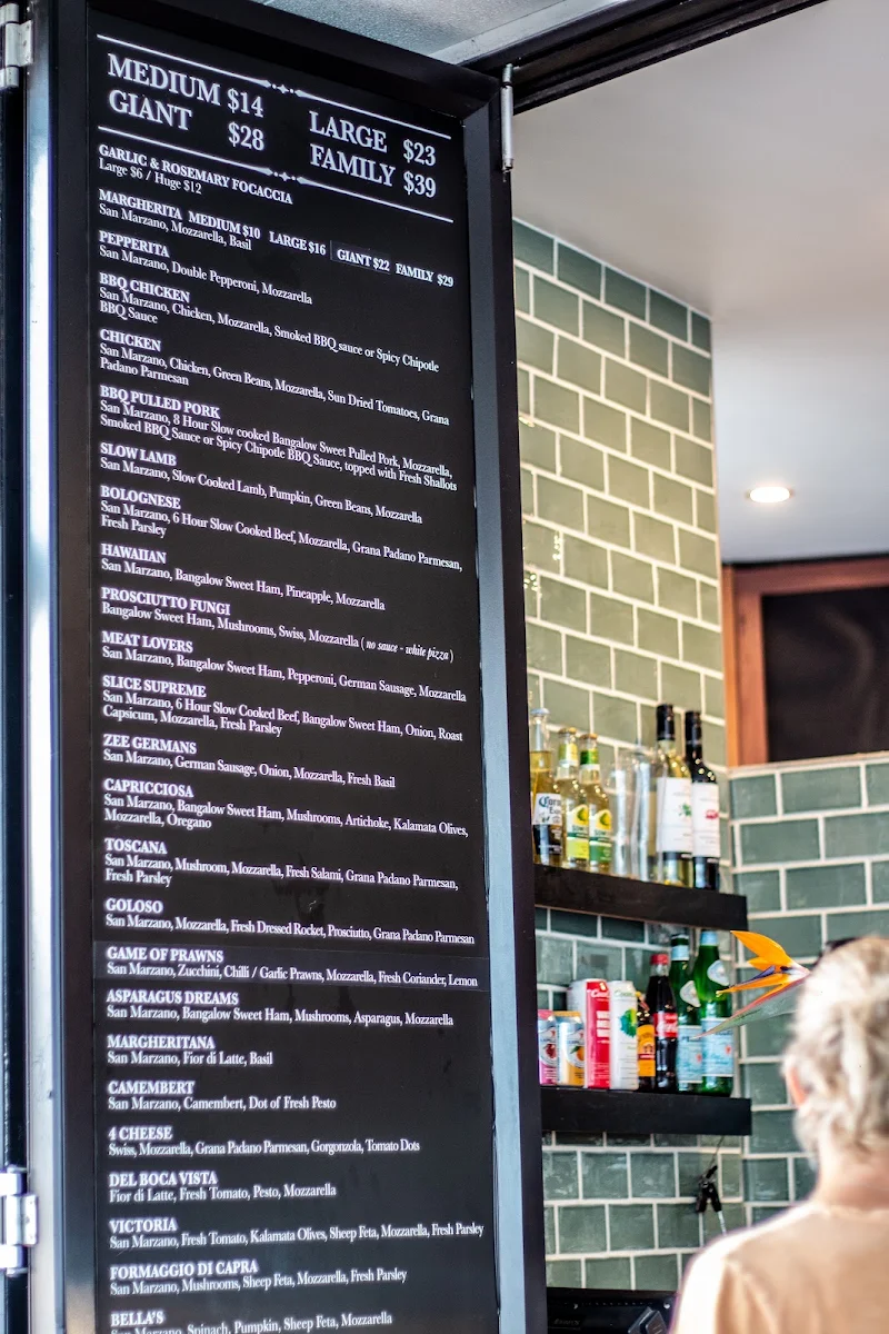 Menu, Slice Pizzeria Byron Bay