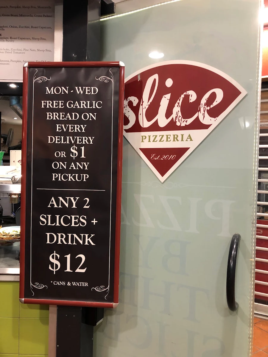 Menu, Slice Pizzeria Byron Bay