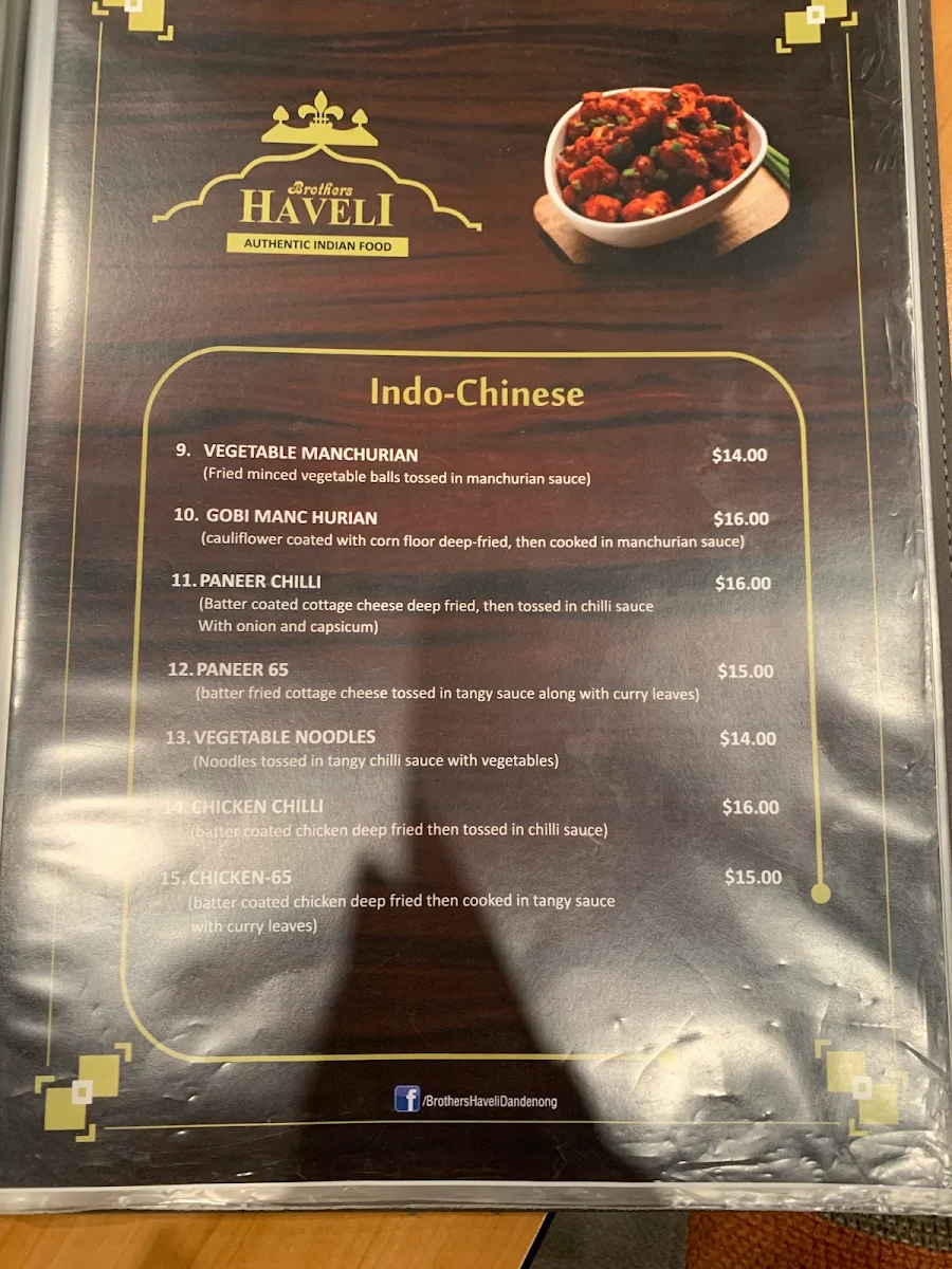 Menu, Brothers Haveli Indian Restaurant