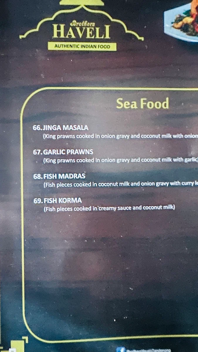 Menu, Brothers Haveli Indian Restaurant