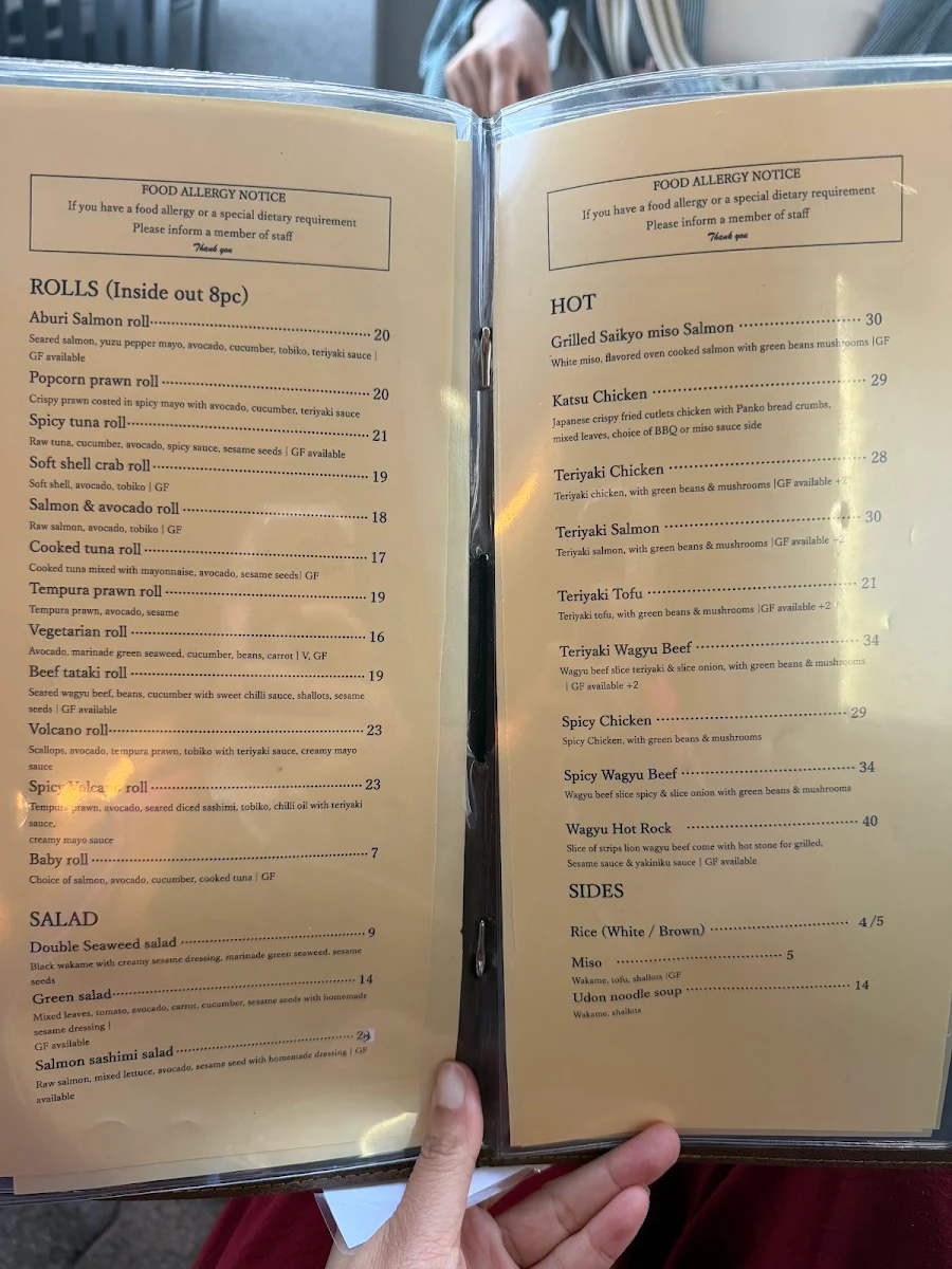 Menu, SOY Japanese Restaurant
