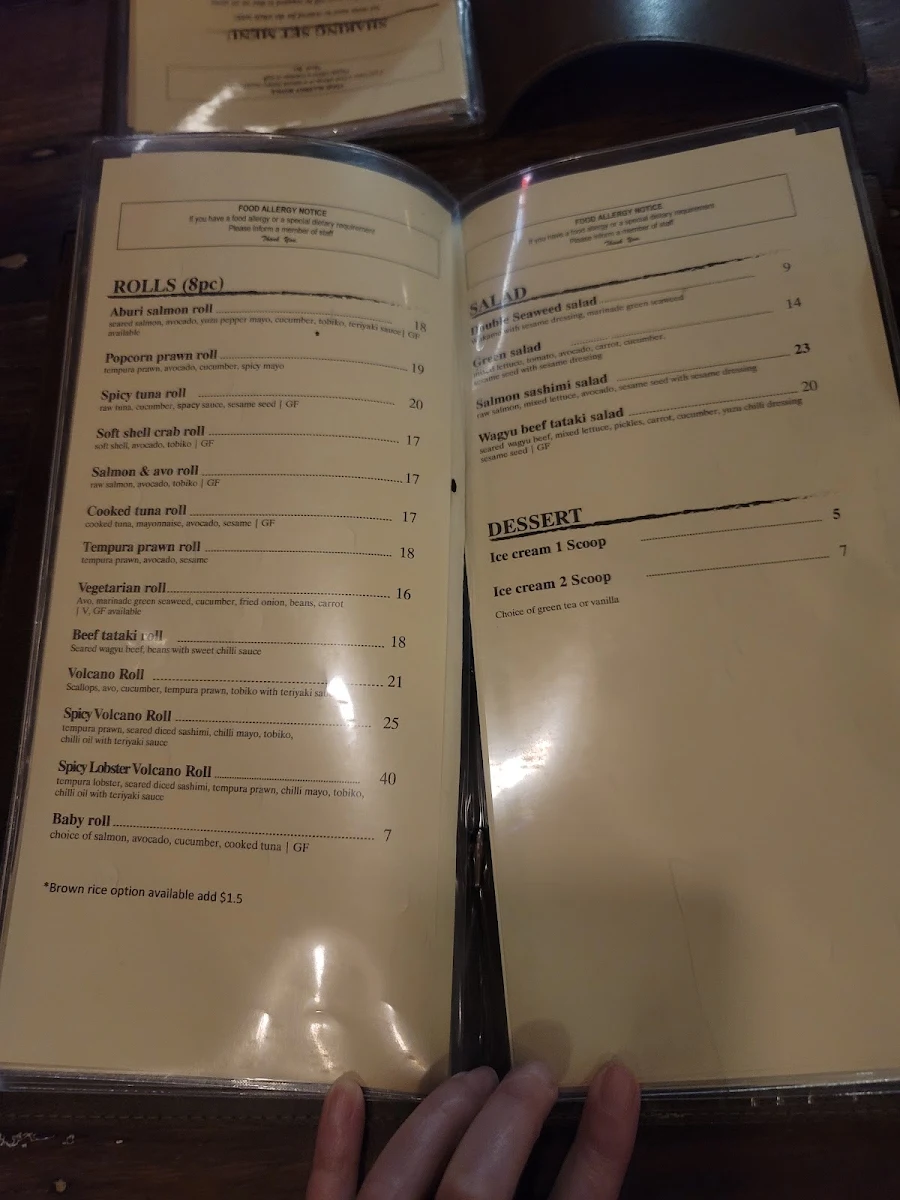 Menu, SOY Japanese Restaurant