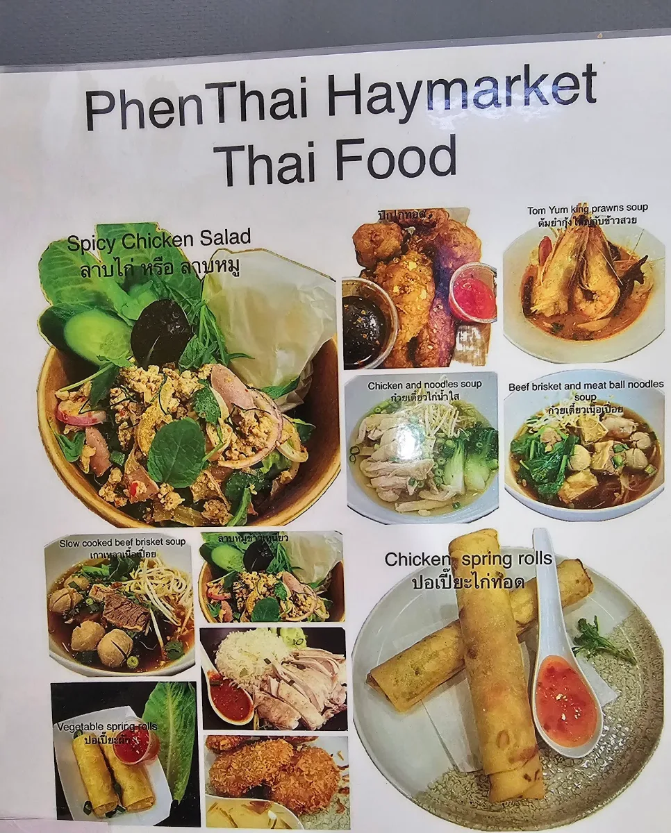 Menu, Phen Thai Haymarket