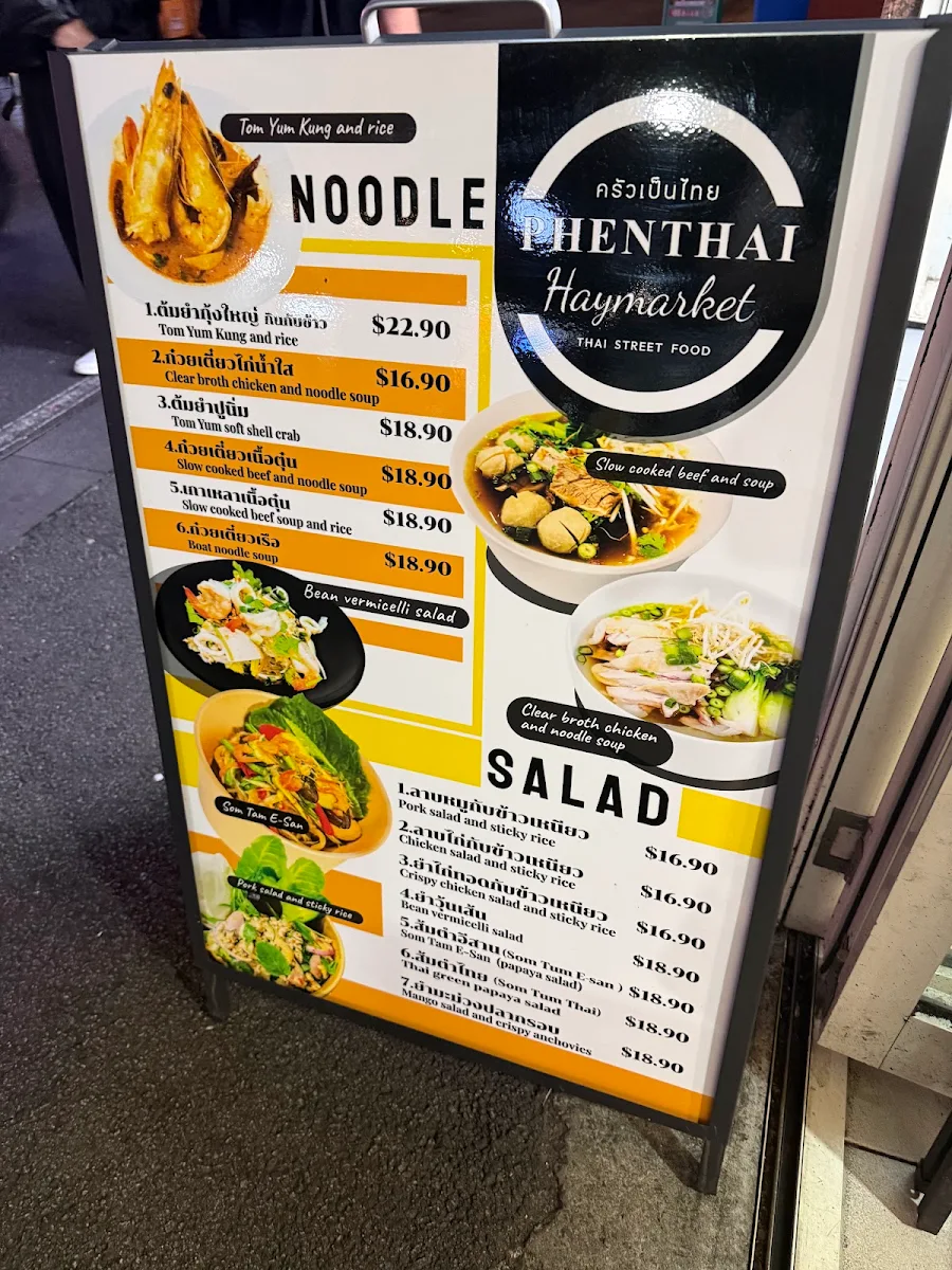 Menu, Phen Thai Haymarket