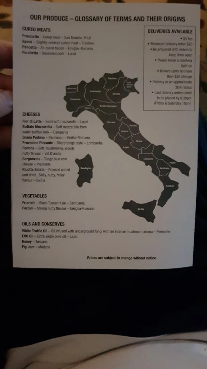 Menu, Pizza 72