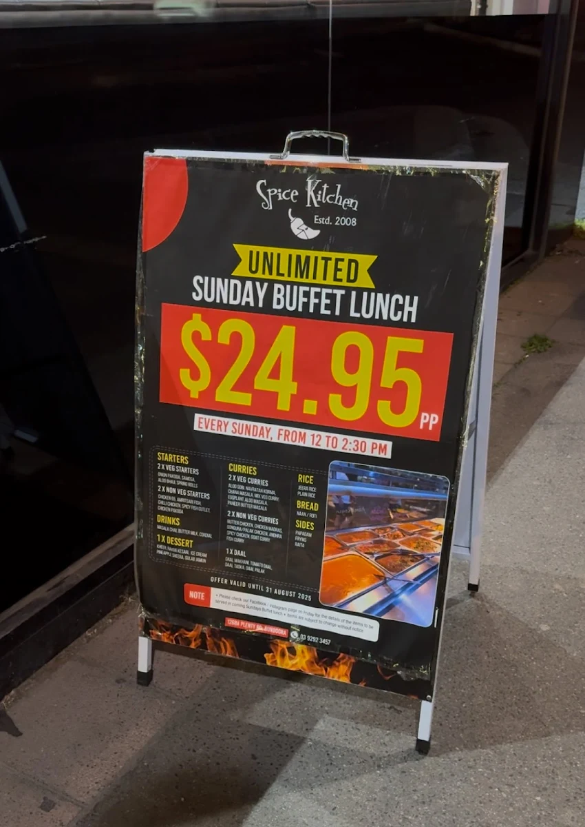 Menu, Spice Kitchen Bundoora