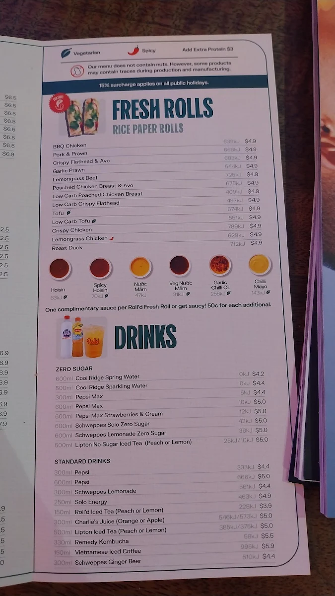 Menu, Roll'd Belconnen