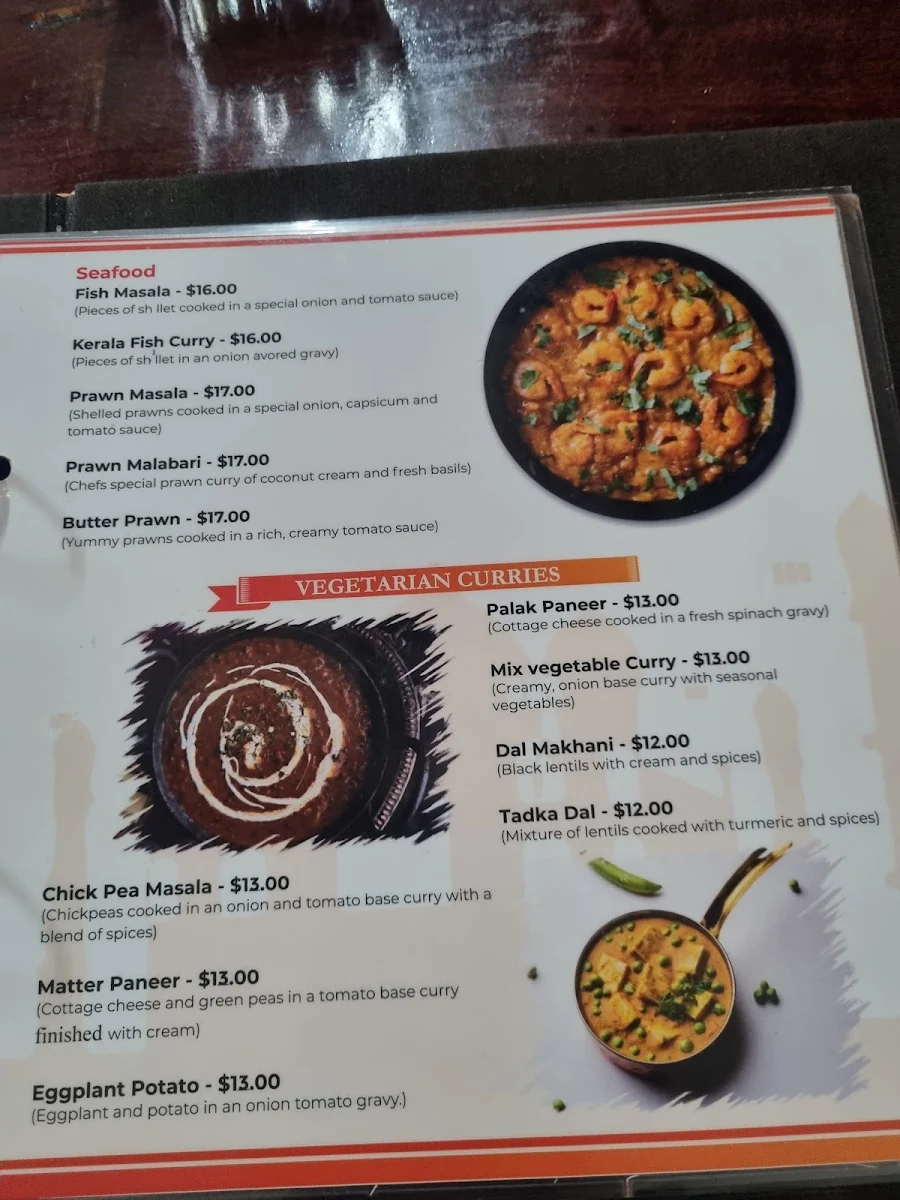 Menu, Master Chef Indian Tandoori