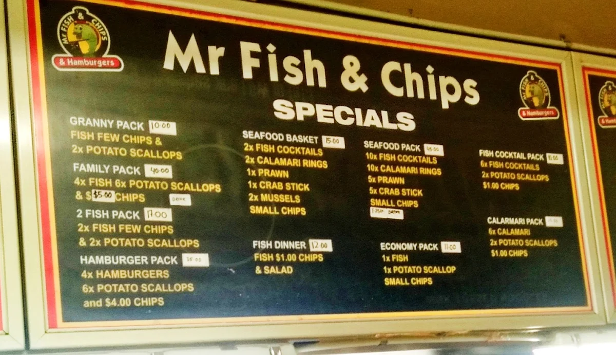 Menu, Mr Fish and Chips