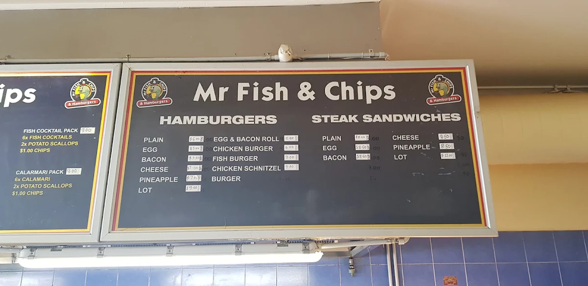 Menu, Mr Fish and Chips