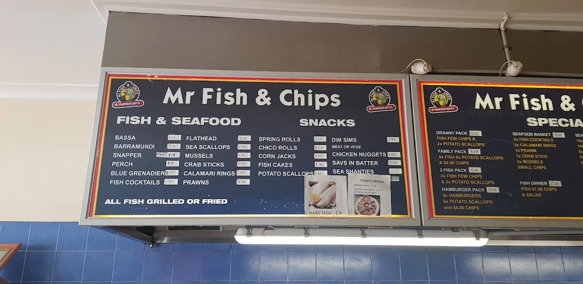 Menu, Mr Fish and Chips
