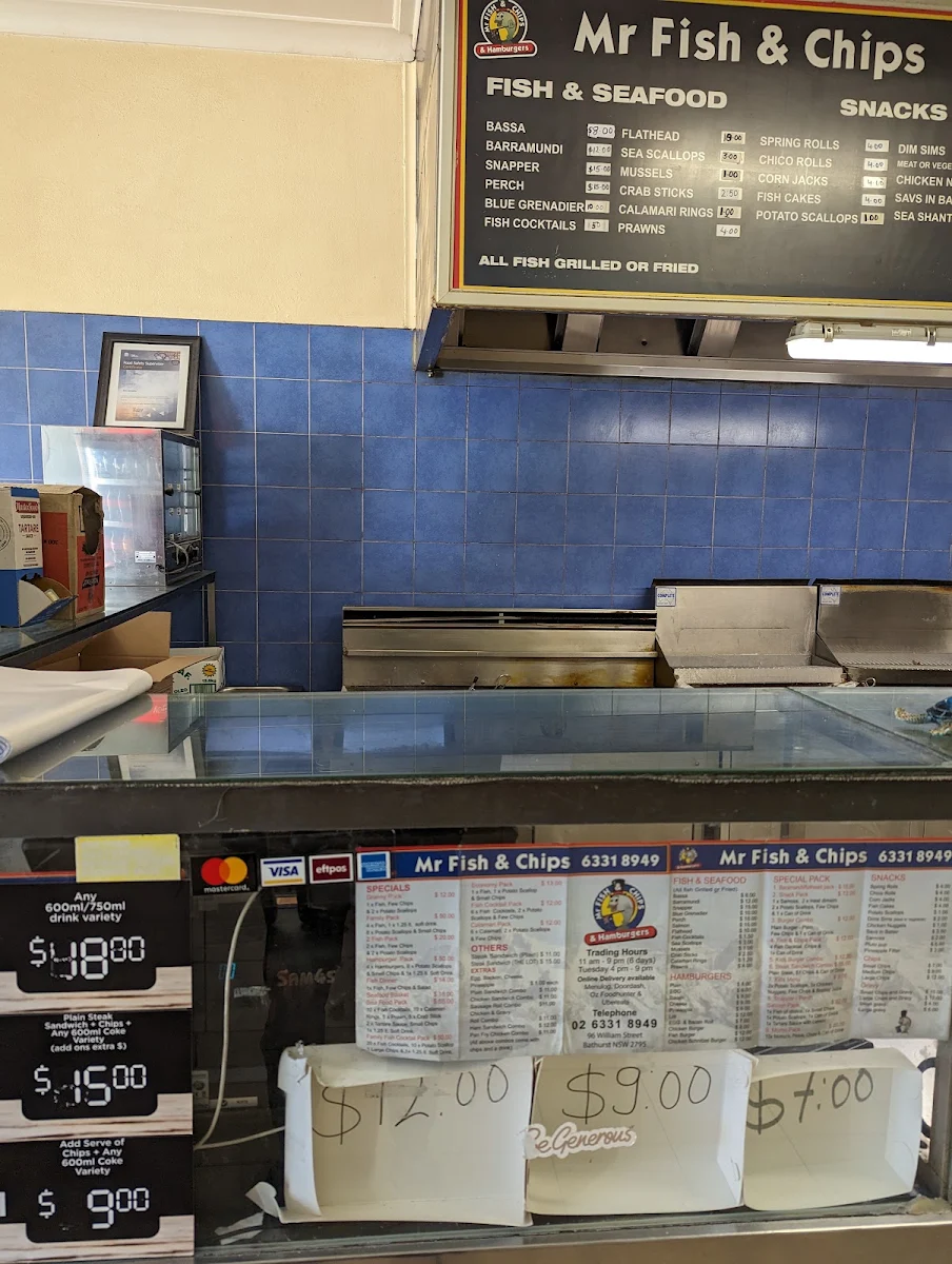 Menu, Mr Fish and Chips