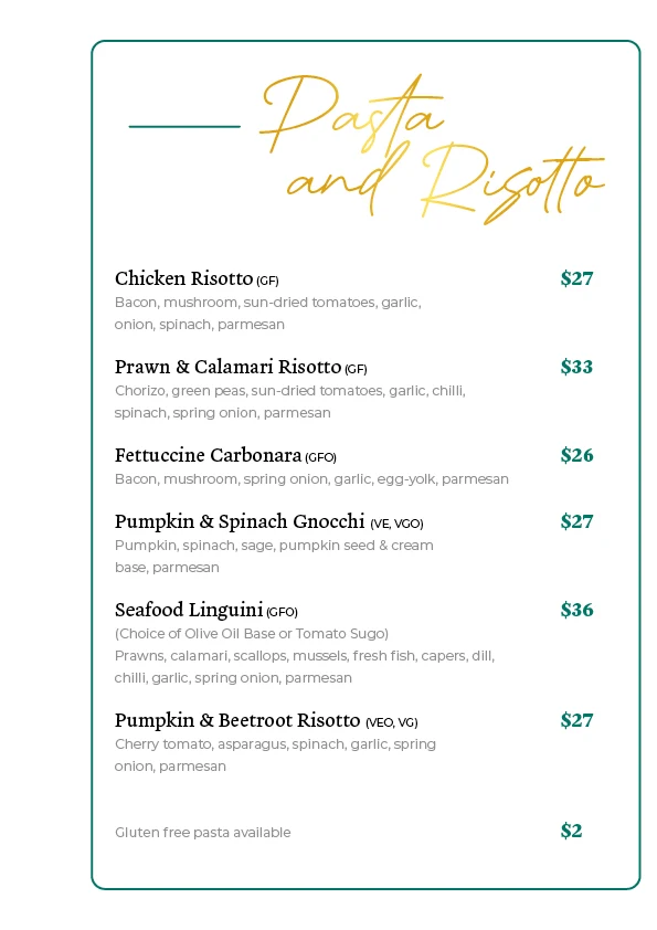 Menu, St Lords