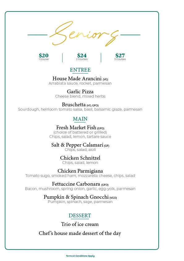 Menu, St Lords