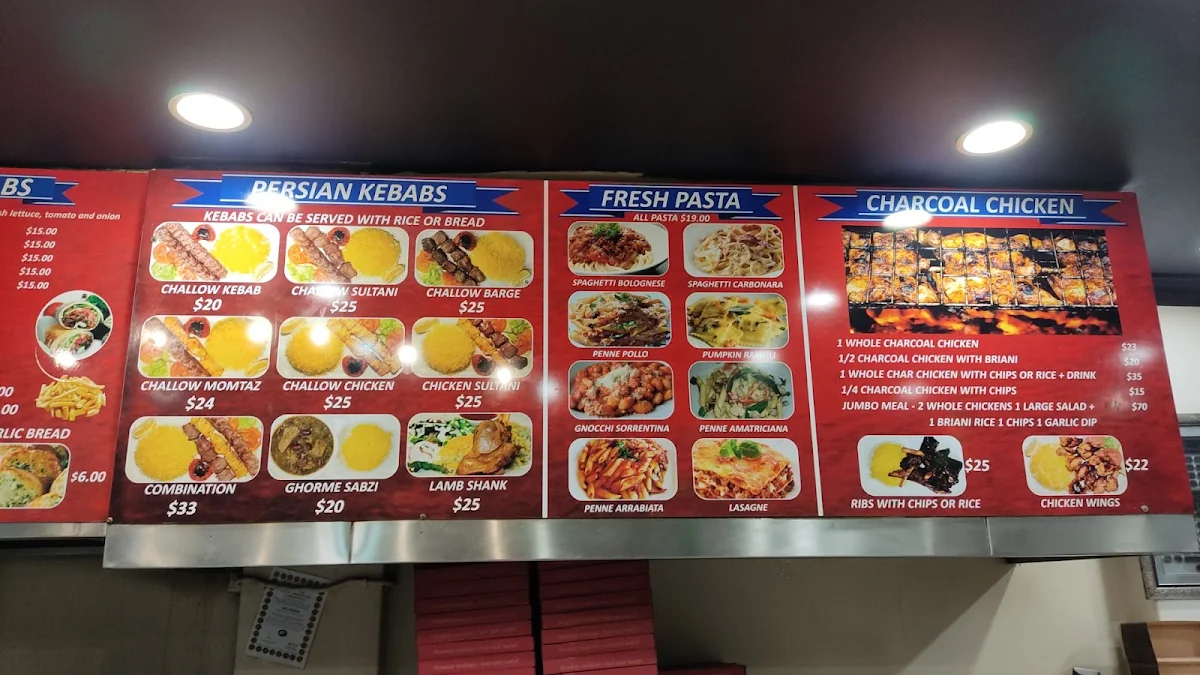 Menu, Ali's Pizzeria
