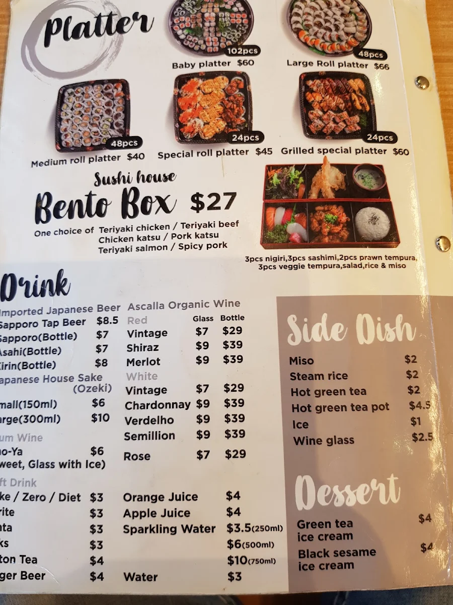 Menu, Sushi House